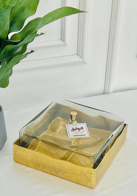 جاط مع غطا مربع نحاس هندي مقسمة اربع أقسام