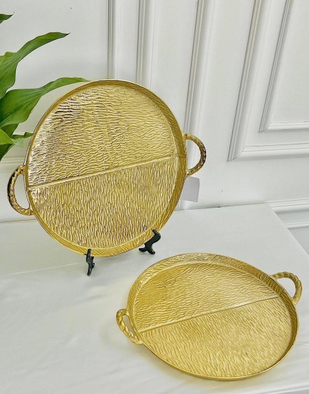 طقم صواني دائري نحاس قطعتين