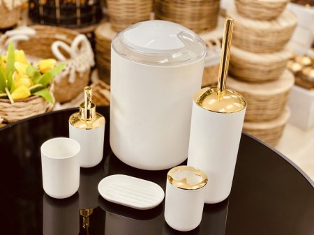 طقم حمام 6 قطع مع ذهبي