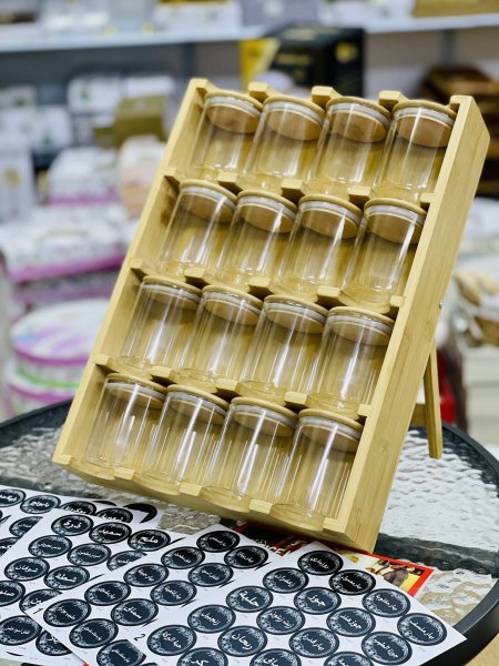 طقم منظم بهارات وتوابل 16 مرطبان