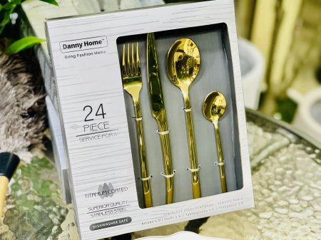 طقم معالق 24 قطعة ذهبي