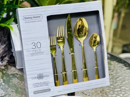 طقم معالق 30 قطعة ذهبي